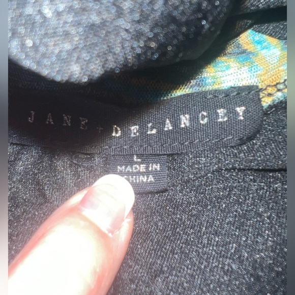 Jane and Delancy Long Sleeve Mesh Turtleneck Black Green Print - Picture 2 of 9